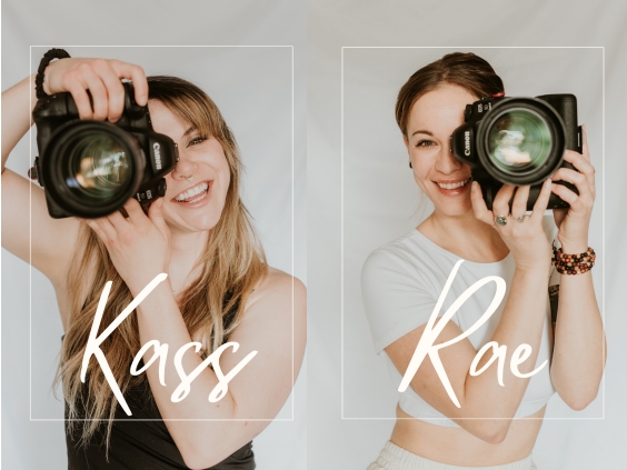 two girls taking photos for a wedding photography company brand